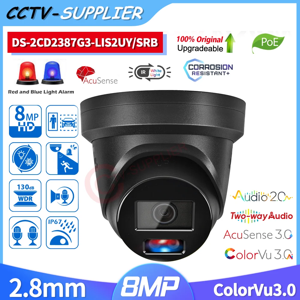 Original DS-2CD2387G3-LIS2UY/S(RB) 8MP Smart Hybrid Light ColorVu3.0 AcuSense3.0 1/1.8