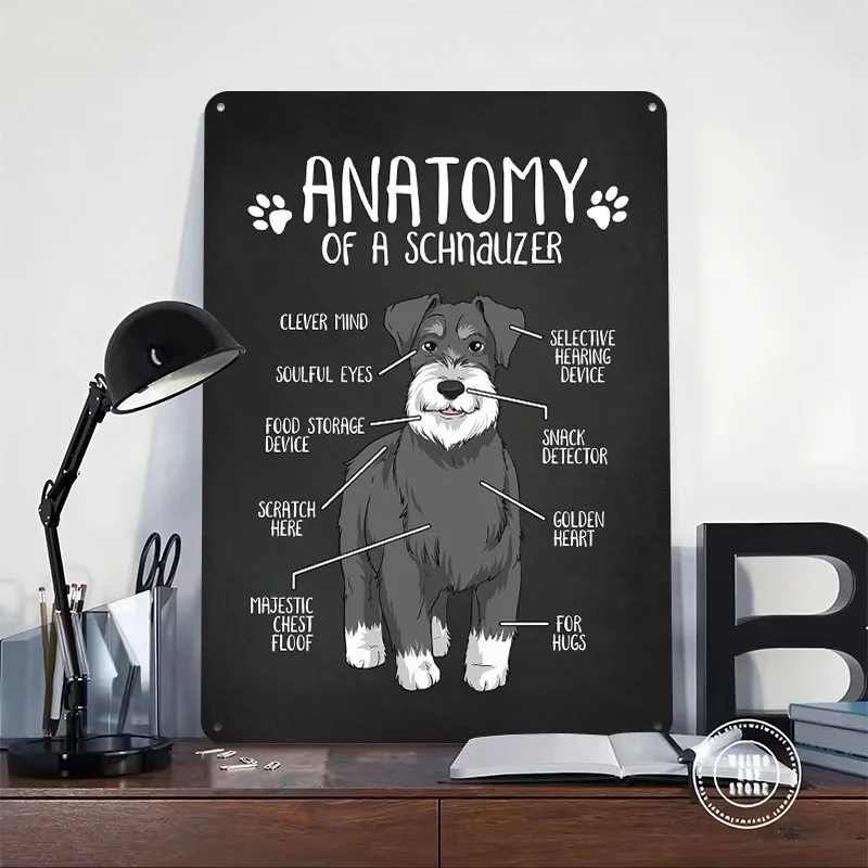 Anatomy of a Schnauzer Printed Poster Customized Retro Wall Art Vintage Metal Tin Signs for Room Accessories Decoration Bedroom