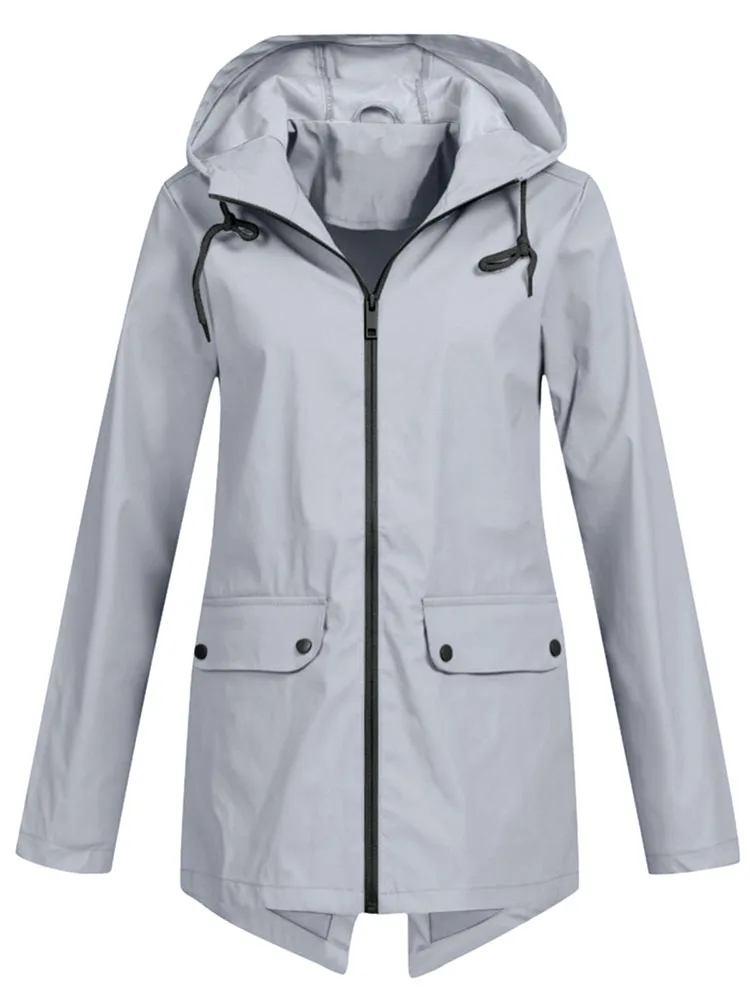 Waterproof clothing zipper hooded lightweight outdoor waterproof raincoat jacket thin outdoor jacket for women