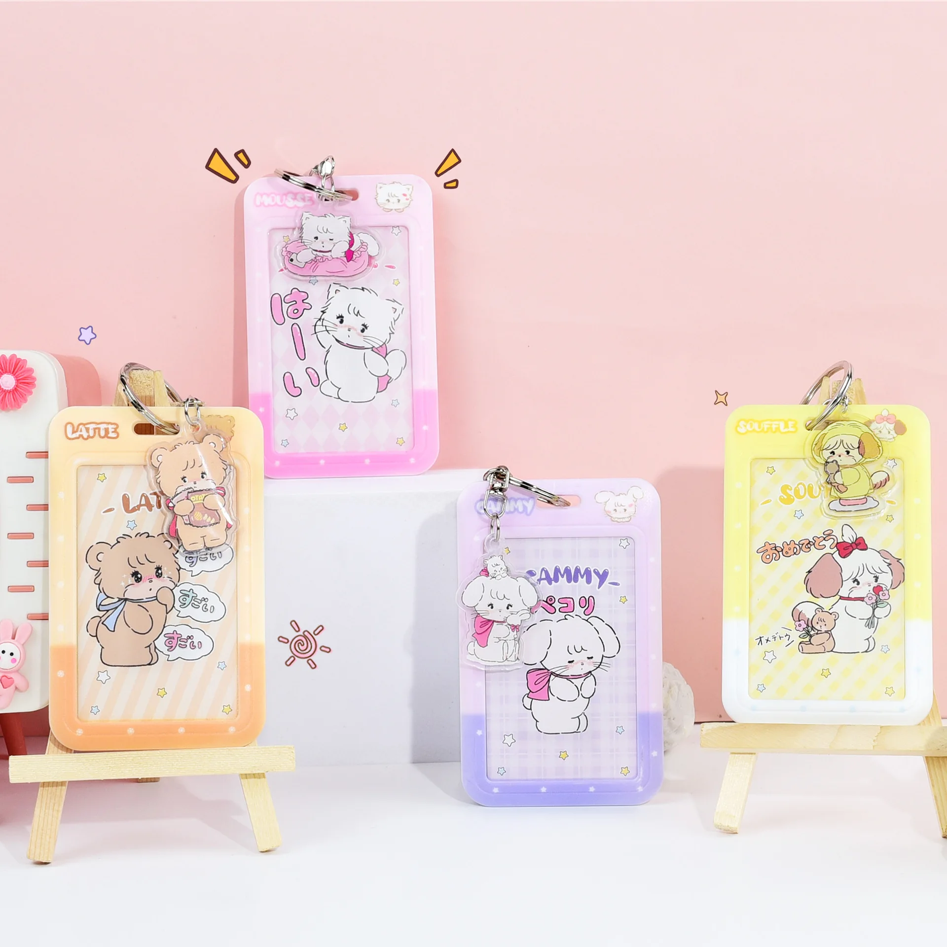 Mikko Card Set Student Bus Card Dinner Card Campus Card Set Hook Cute Cartoon Girl Plastic Card Set School Wholesale