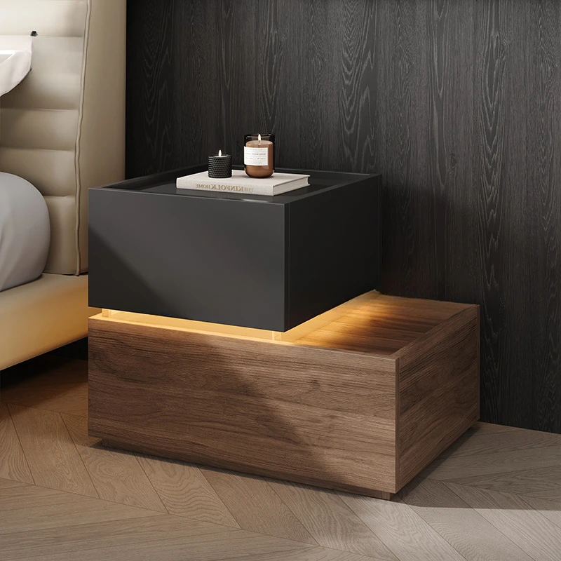 Bedside table, small storage bedroom building block combination bedside table with lamp