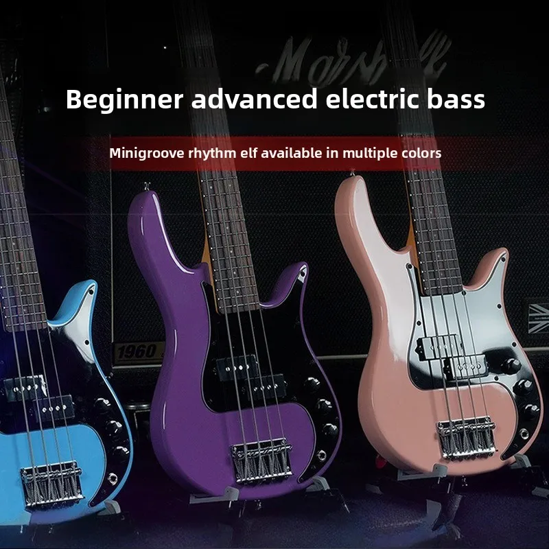 MINI bajo eléctrico portátil de viaje de 4 cuerdas y 24 trastes para principiantes, práctica para niños, instrumentos musicales profesionales, guitarra eléctrica