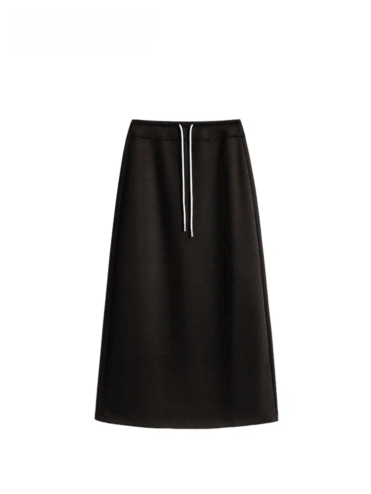 

Юбка А-силуэта с высокой талией для полных женщин: весенняя модная модель свободного кроя, скрывающая недостатки фигуры, универсальная повседневная юбка с эффектом похудения