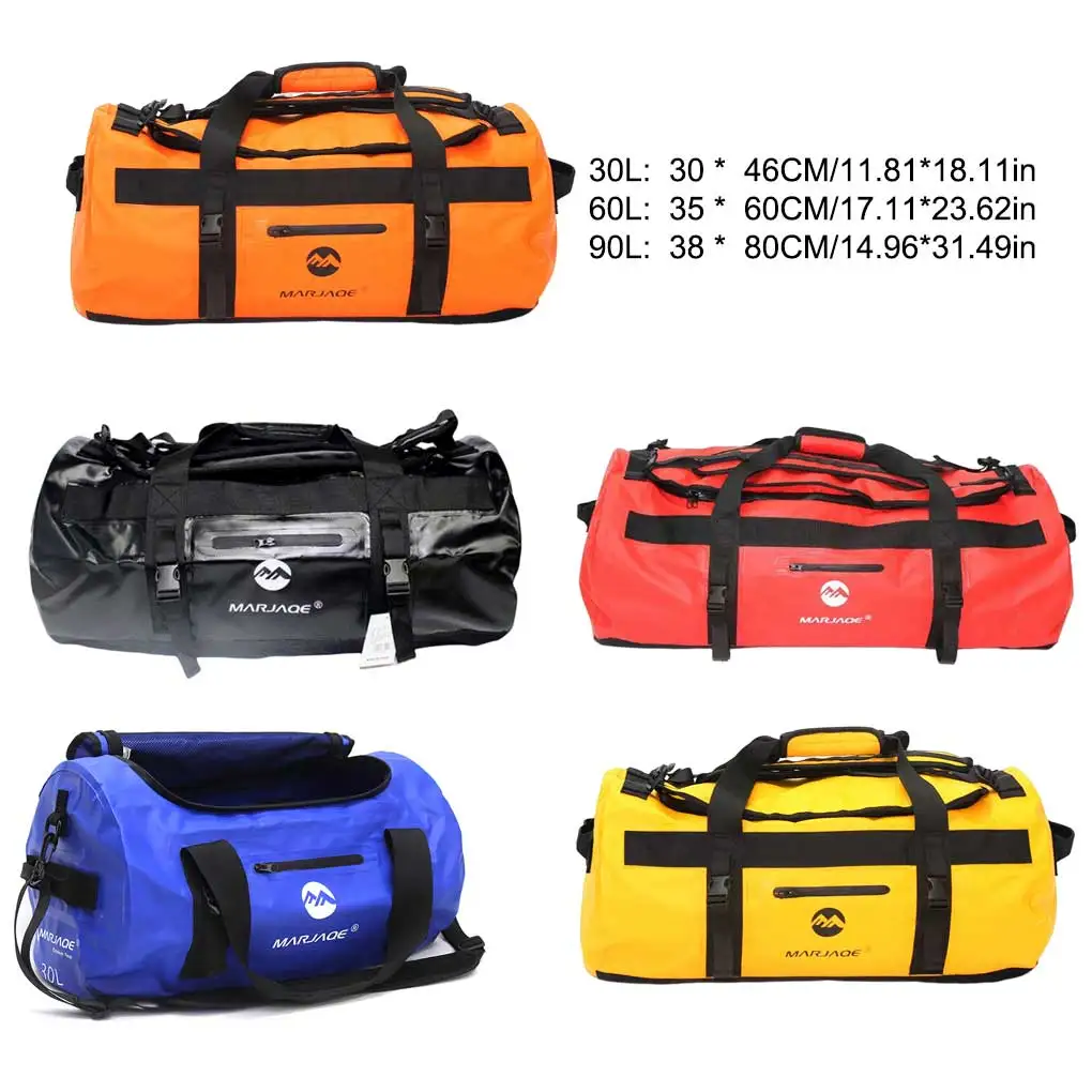 Waterproof Duffel Outdoor Shoulder Bag Saddle Luggage PVC Dustproof Mesh Storage Handbag Travel Camping Red 30L