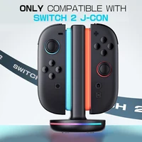 Cargador de controlador para base de carga de Control izquierdo y derecho, 9 modos de luz para Switch 2, estación de carga Joy Con para Nintendo Switch 2