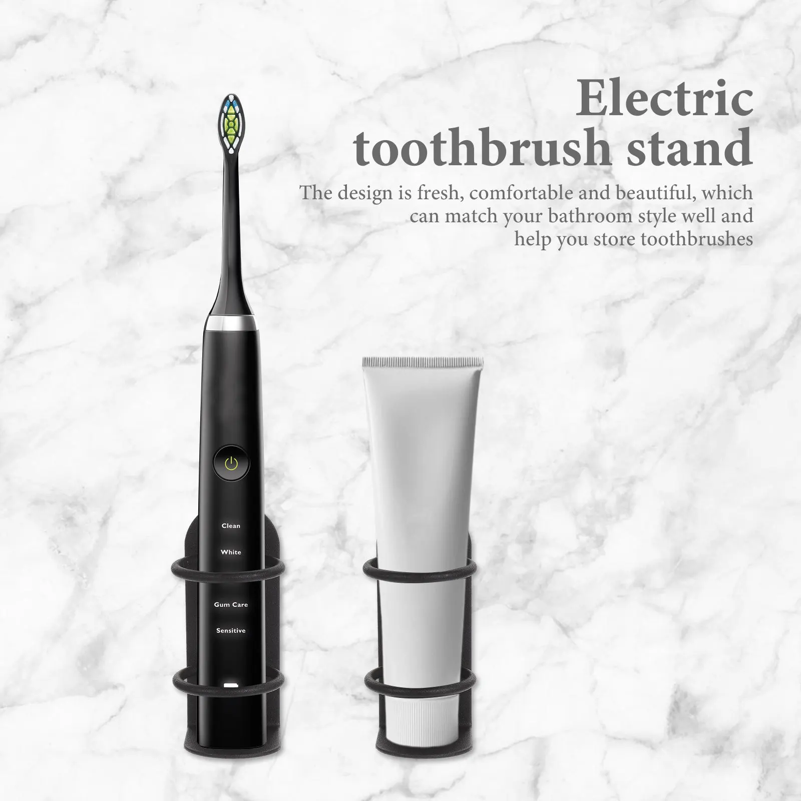 

2pcs Wall Mounted Toothbrush Holder No Drill Bathroom Organizer For Electric Toothbrushes Mirror Tile Glass Wood Mounting