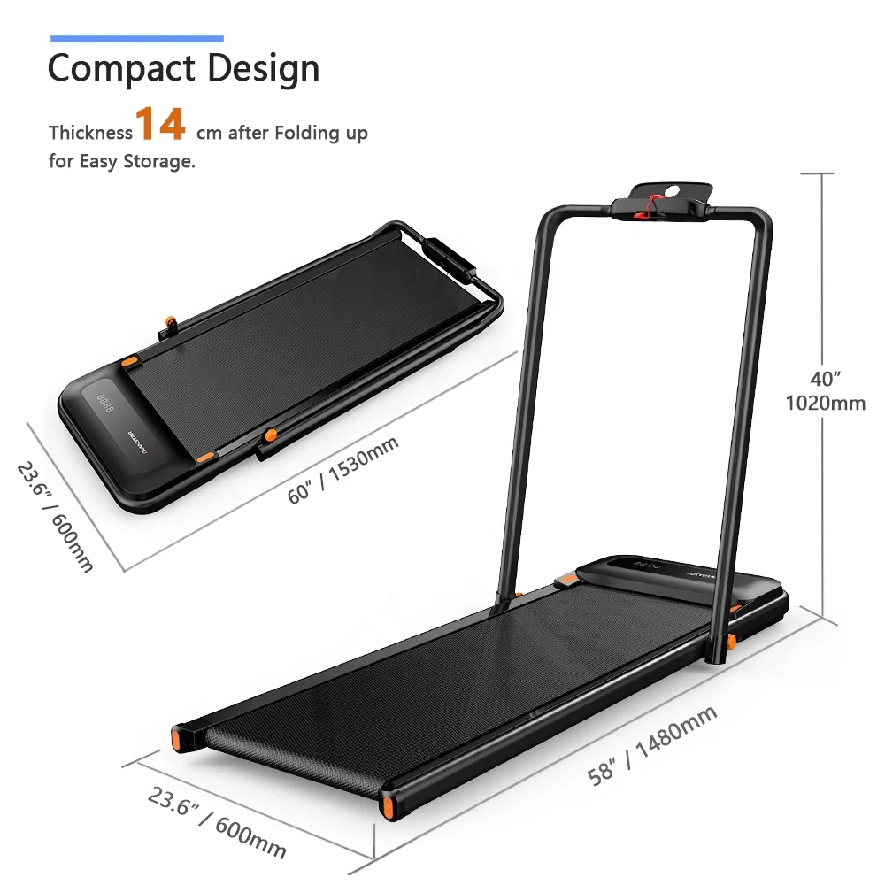 Portable Small Treadmill Foldable Electric Walking Pad Running Machine with Adjustable Speed for Home Office Indoor Workout