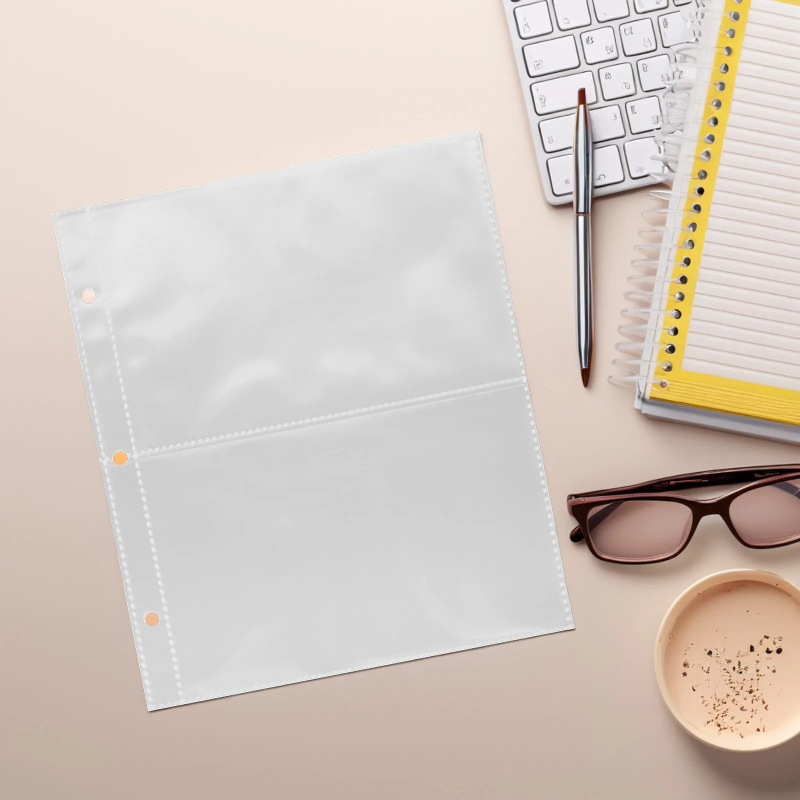 12Pcs A5 Photo Album Refill Pages Clear PVC Photo Page Protectors Compatible with 3-Ring Binders Looseleaf Card Sleeves Reusable