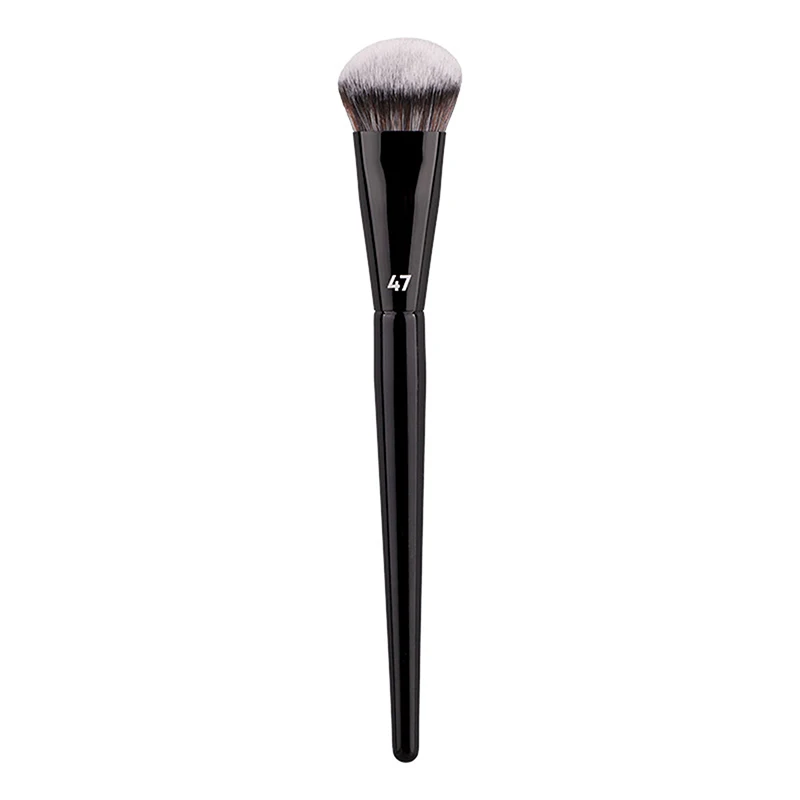 Cepillo de base de cabeza plana de tubo redondo plano con caja, cepillo de maquillaje corrector de rubor en polvo, herramienta de maquillaje amigable con la piel