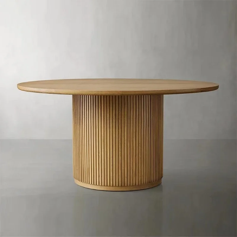 Contemporary solid wood oak round dining table French design modern home dining room furniture