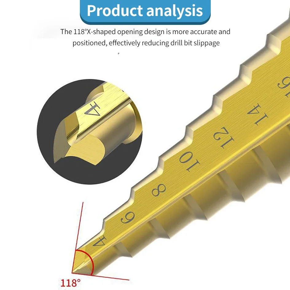 1/3pcs HSS Straight Groove Step Drill Bit Set 3-12mm 4-12mm 4-20mm Titanium Coated Wood Metal Hole Cutter Core Drill Bit Set