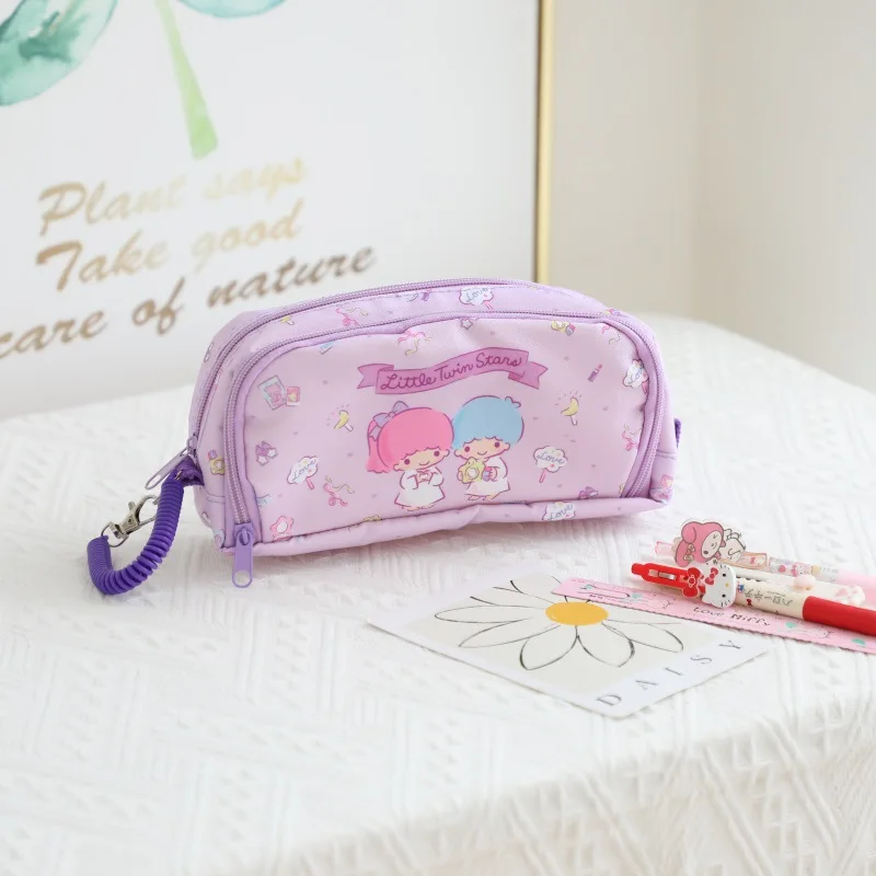 Trousse à Crayons Double Couche de Grande Capacité, Trousse Cosmétique, Dessin Animé Sanurgente Cinnamoroll Melody Kuromi Pochacco