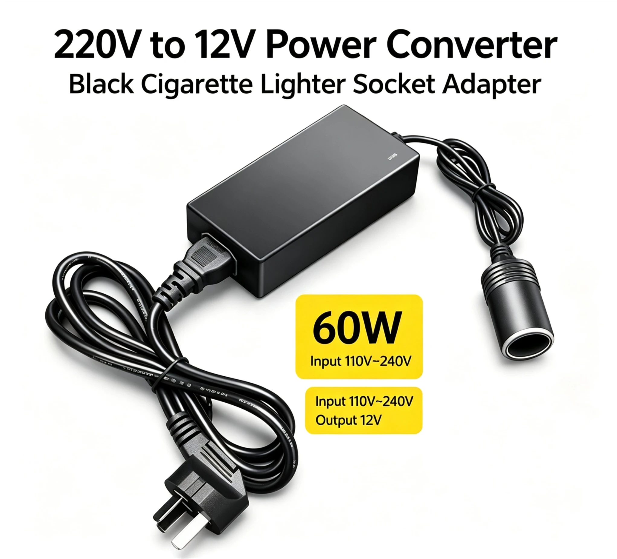 Power Converter Inverter Black 220V to 12V 180W High Quality Hot Selling Cigarette Lighter Interface 16 X 10 X 4 Cm