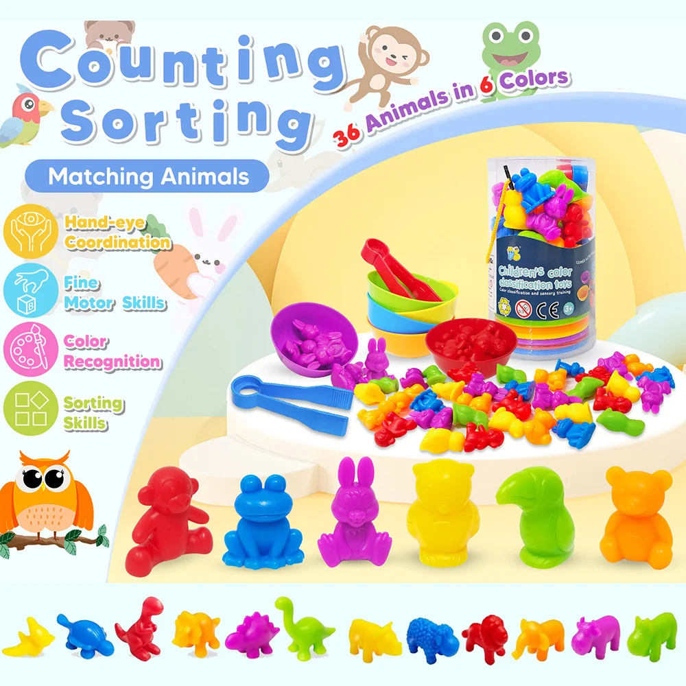 Regenbogen Zählen Tier Sortieren Spielzeug Farbe Sortieren Tier Dinosaurier Form Klassifizierung Montessori Sinnes Spielzeug Jungen Mädchen Geschenk