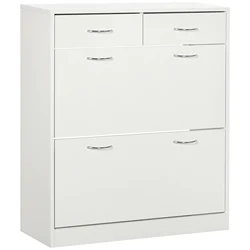 Homcom Schoenenkast Met 2 Lades Flip 80X30X91,5 Cm Wit