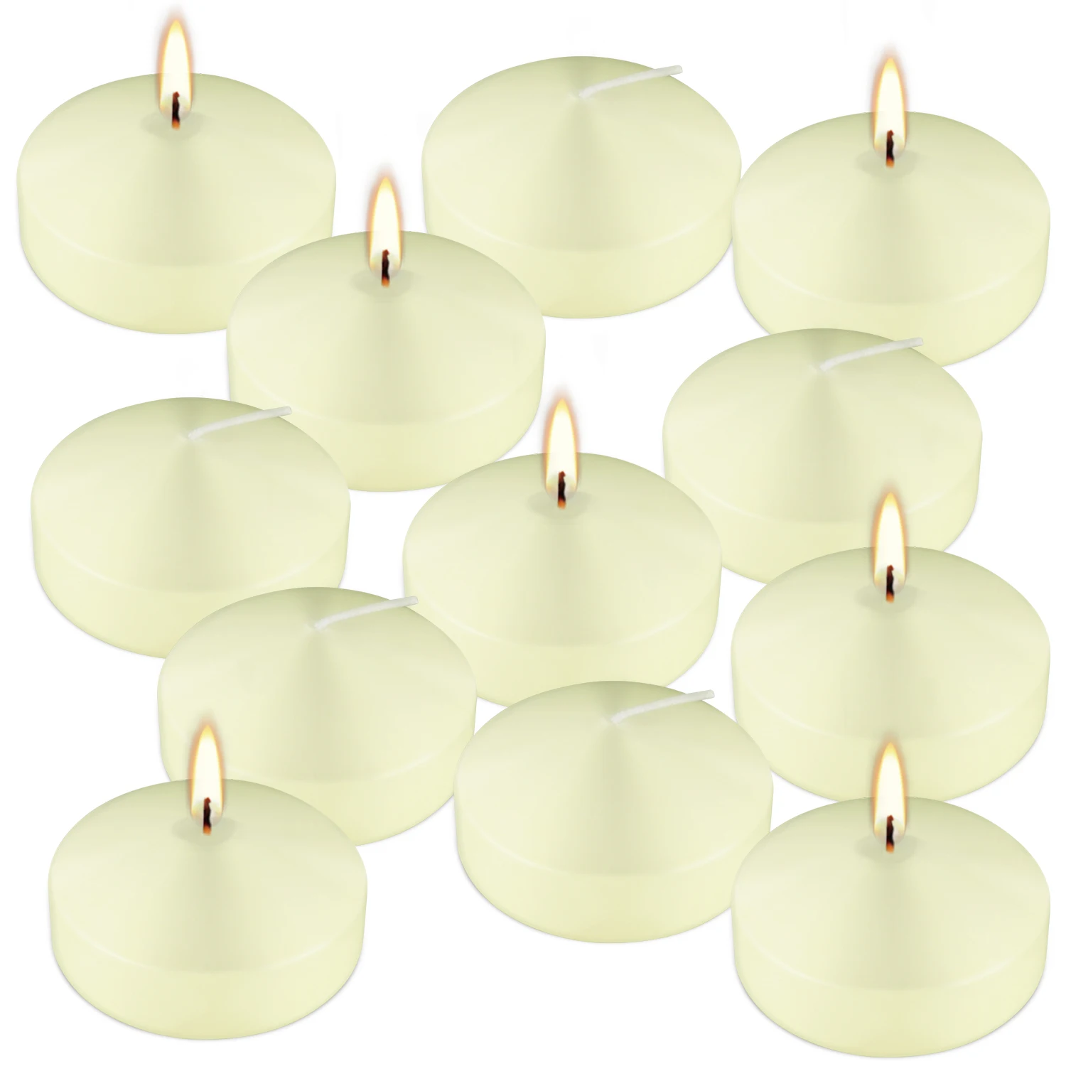 12 Pcs 3inch Ivory Floating Candles, 5-6 Hours Burning Time, Floating Candles, Portable Small Candle Set, Ignites This Beautiful, and Can Welcome Everyone Warm and Romantic Moments.