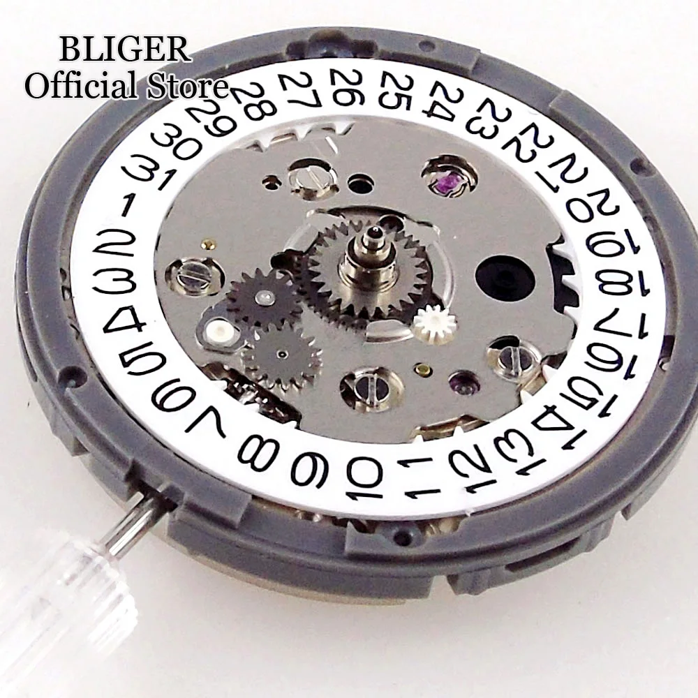 BLIGER Left Hand Replacement 24 jewels NH34A NH34 GMT Automatic Mechanical Movement High Accuracy 9 o\'clock Crown