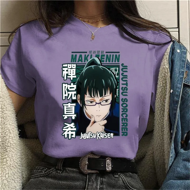 Anime T Shirt Zenin Maki Graphic Printed Round Neck Short Sleeve Women Fashion Casual Loose Tee Tops