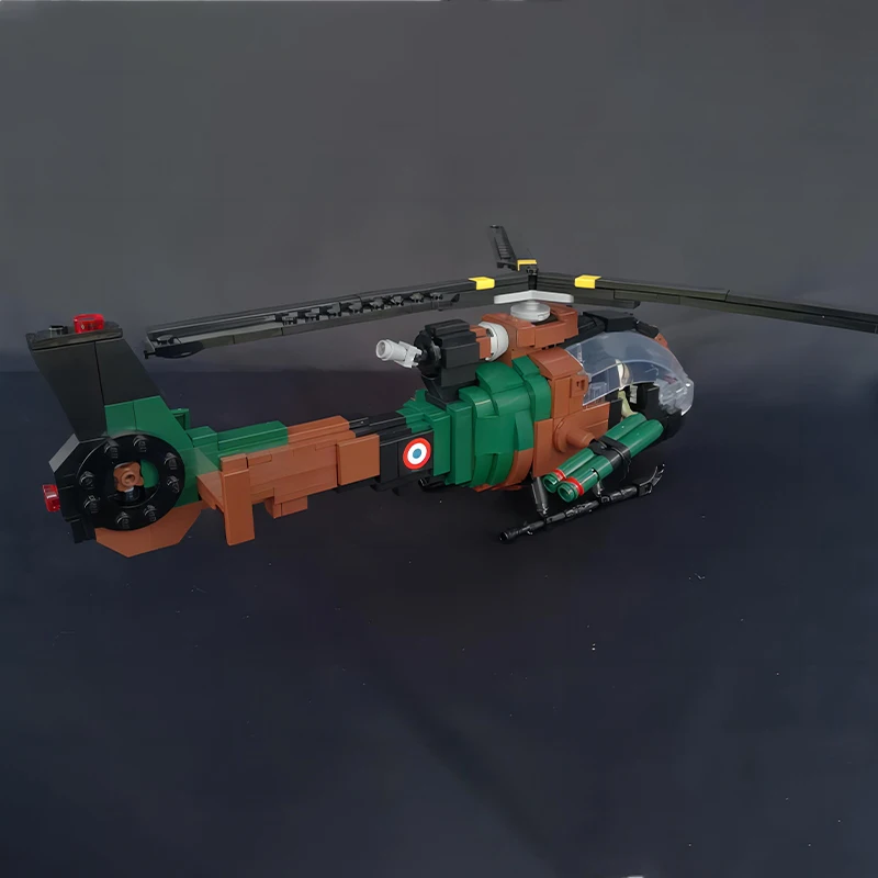 MOC بنة الفرنسية ضوء هليكوبتر SA342 غزال معركة الطائرات الحرب الباردة الجيش المقاتل الجمعية نموذج طائرة لعبة الطوب