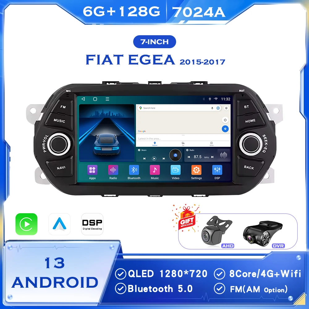 

BINGFAN 7 Inch for Fiat Egea 2015-2017 Wireless Carplay Android Auto Car Radio Multimedia Player GPS Autoradio WIFI Touch Screen