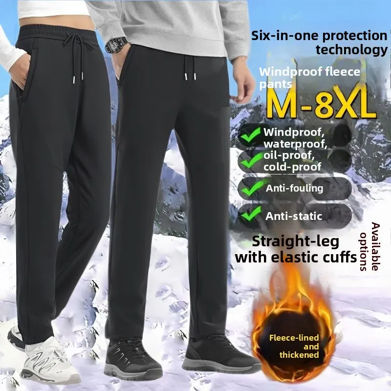 

Men's Outdoor Work Pants Thiened Fce Winter Cotton Trousers Windproof Waterproof Anti-Static Casual Straight Leg Pants