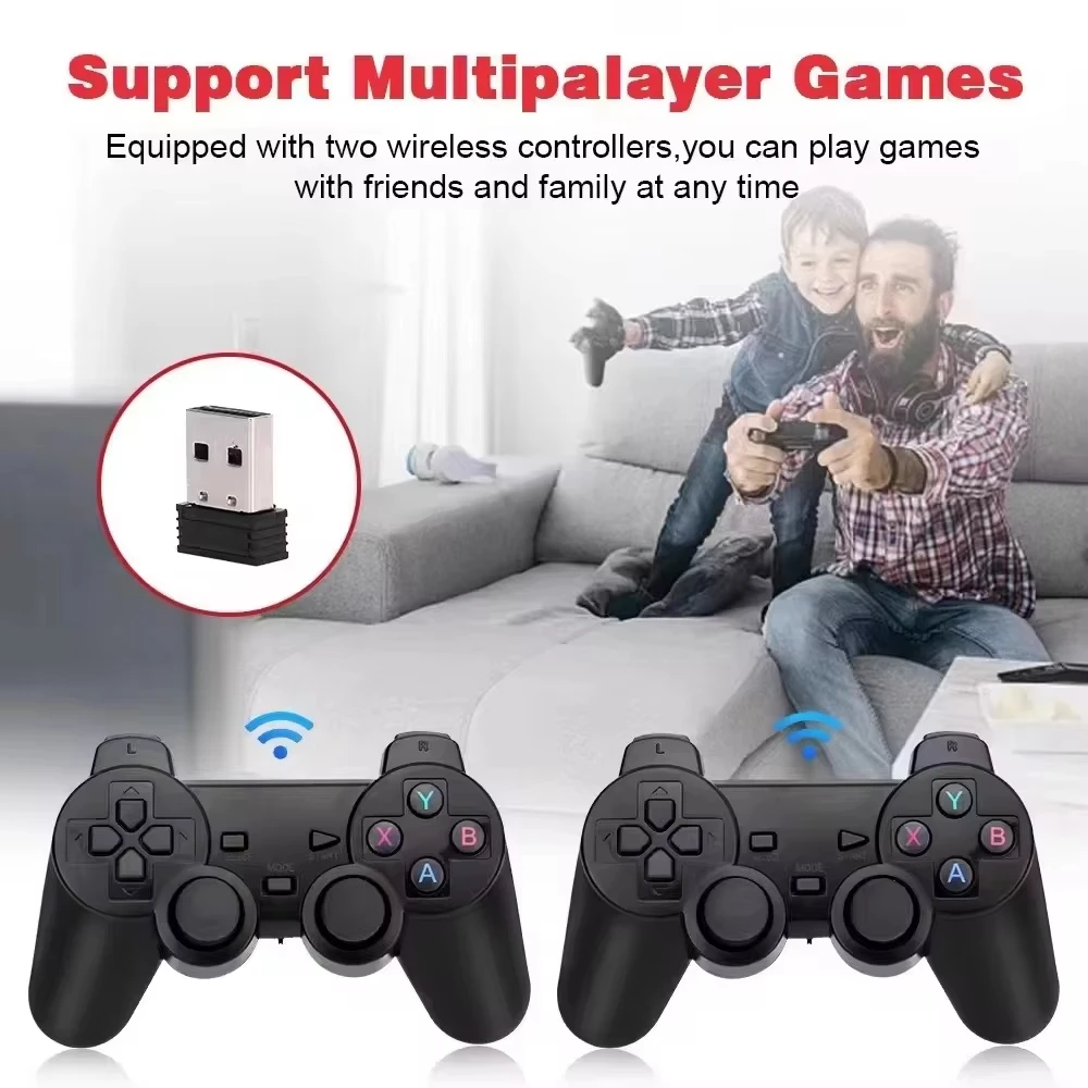 New Classic Video Game Console X2 Plus Gaming Stick 4K HD Wireless Controller 128G 30000 Games 50 Simulator Suitable for PS1/N64 image 5