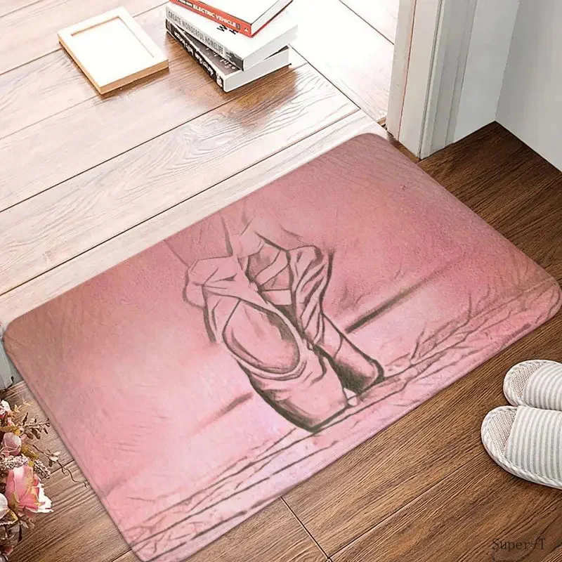 Ballet Shoes Pink Front Floor By Entrance Mats Indoor Ballerina Dancer Bath Kitchen Doormat Garage Carpet Rug