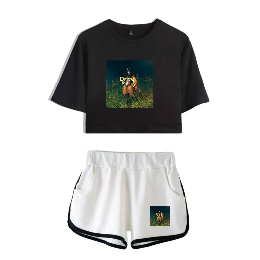 SZA Drive Suit Vintage 90s logo Merch Tops Two Piece Set Shorts+Lovely TShirt Trendy Harajuku Suit