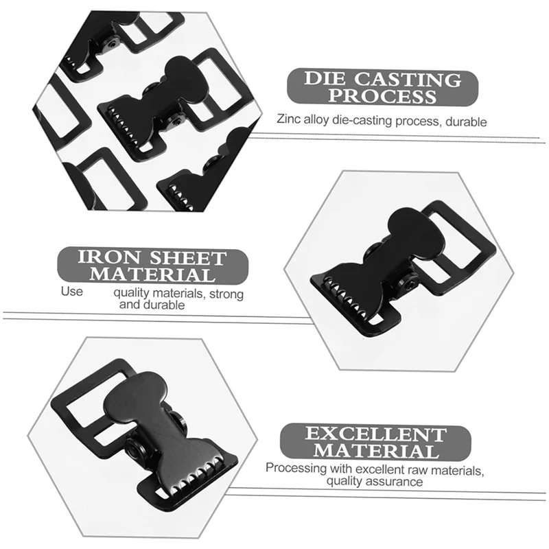 WORTHOWN-5Pcs Webbing CLAMP หัวเข็มขัดเหล็ก QUICK RELEASE CLIP LATCH Clamps สําหรับ Duty เข็มขัด Suspenders
