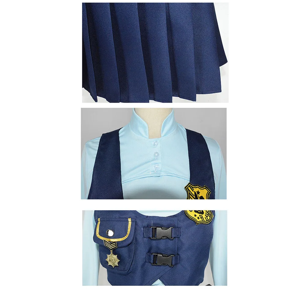 2025 Judy Cosplay Hopps Costume Cartoon Roleplay Adult Women JK Uniform Shirt Vest Skirt Outfits Halloween Carnival Party Suit - Image 5