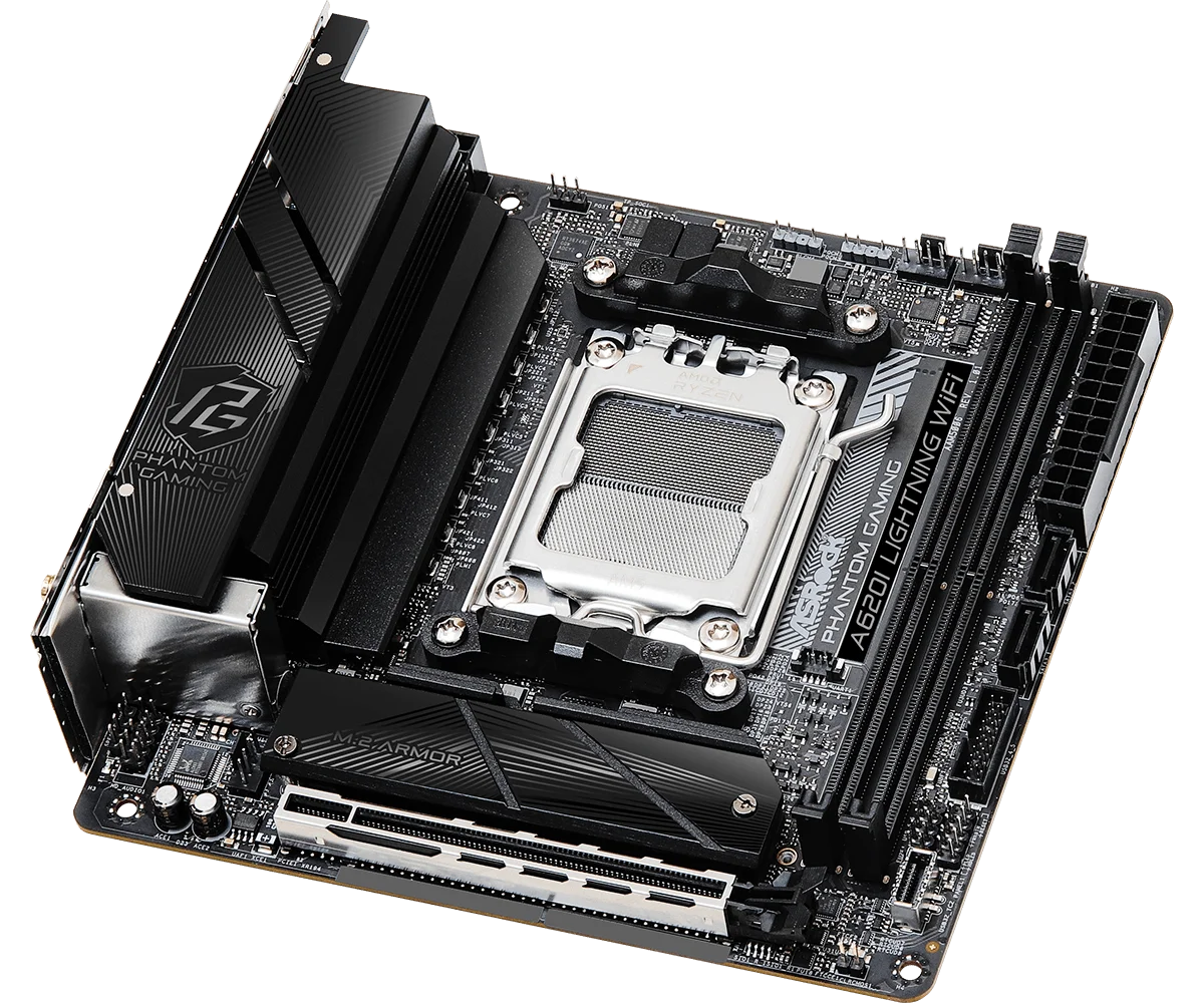 ASROCK A620I Lightning WiFi Mini-ITX Motherboard Socket AM5 AMD A620 DDR5 128GB M.2 support Ryzen 5 7400F Ryzen 7 7700 cpu - view 3