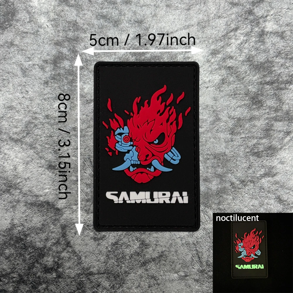 A Cyberpunk Pattern Pvc Patch, Soft Rubber Badge with Glow-In-The-Dark Effect, with Hook Fastener on the Back, Suitable for Bags, Backpacks, Vests, and Clothing Decoration Stickers and Embroidery Patches