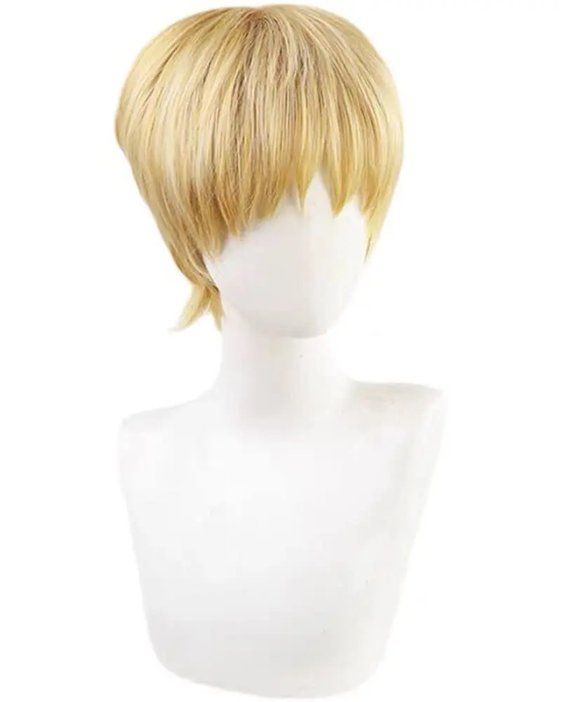 

Yellow Synthetic Wig for Armin Arlert AOT Cosplay Final Season 4 Men Short Straight Layered Anime Hair with Bangs