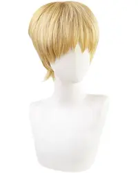 Yellow Synthetic Wig for Armin Arlert AOT Cosplay Final Season 4 Men Short Straight Layered Anime Hair with Bangs