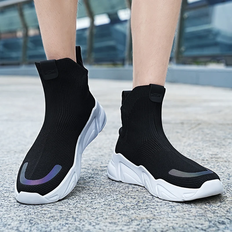 

Fashionable Hip-Hop Sports Men'S Shoes High Top Mesh Breathable Socks Shoes Comfortable Jogging Casual Sports Men'S Shoes 39-48