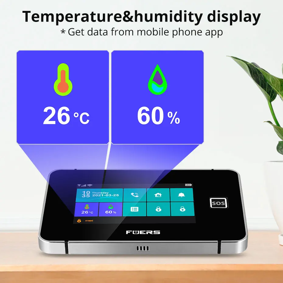 FUERS 4.3 Inch TFT Screen Home Security Alarm System G60B WiFi GSM Tuya Smart Temperature Humidity Display 433MHz  Burglar Alarm