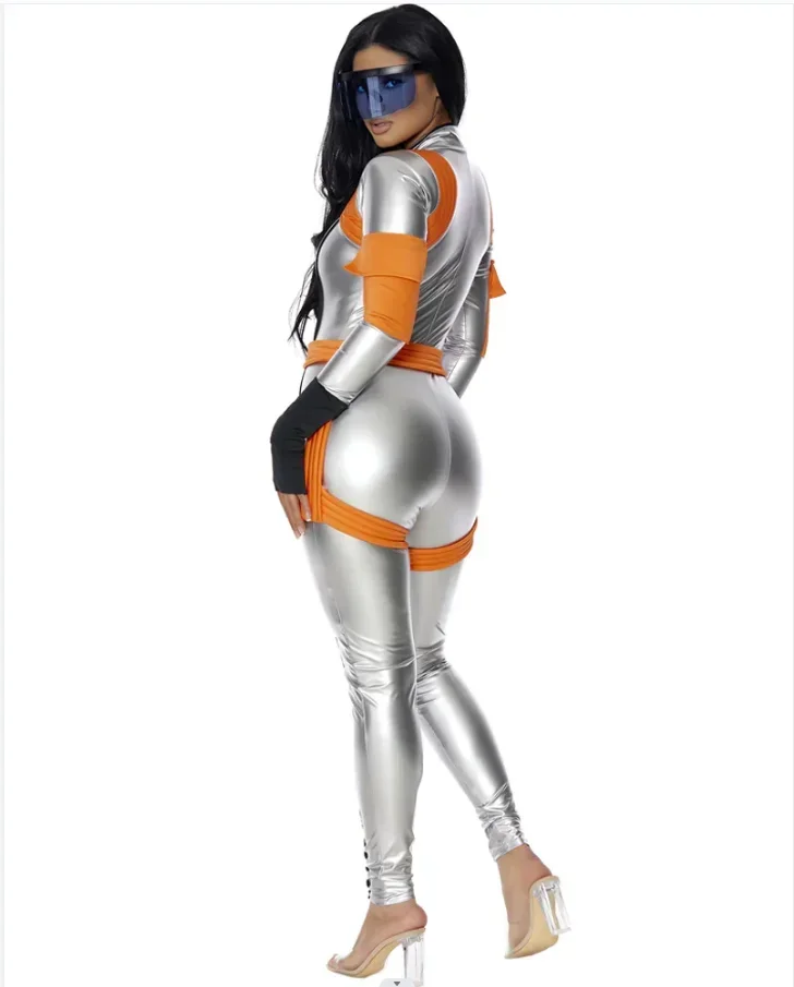 Adult Costume Masquerade Party Dresses Space Suit Costumes Silver Spacesuit Women's Cosplay Sexy Female Dress Up Uniform Girl