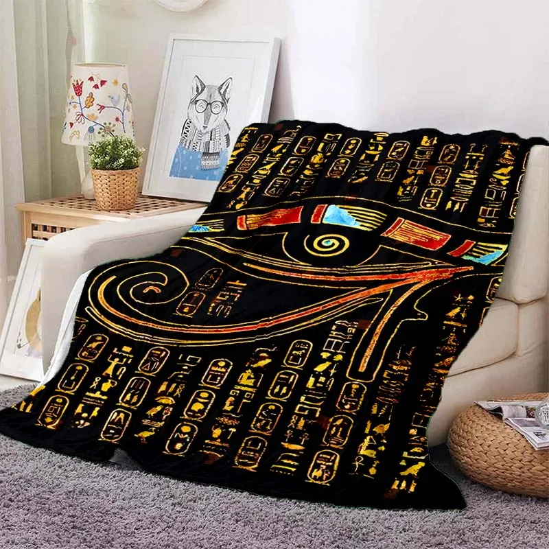

Egyptian Pictograph And Symbol Printing Blanket Fashion Warm Blankets Home Travel Soft And Comfortable Blanket Birthday Gift-01
