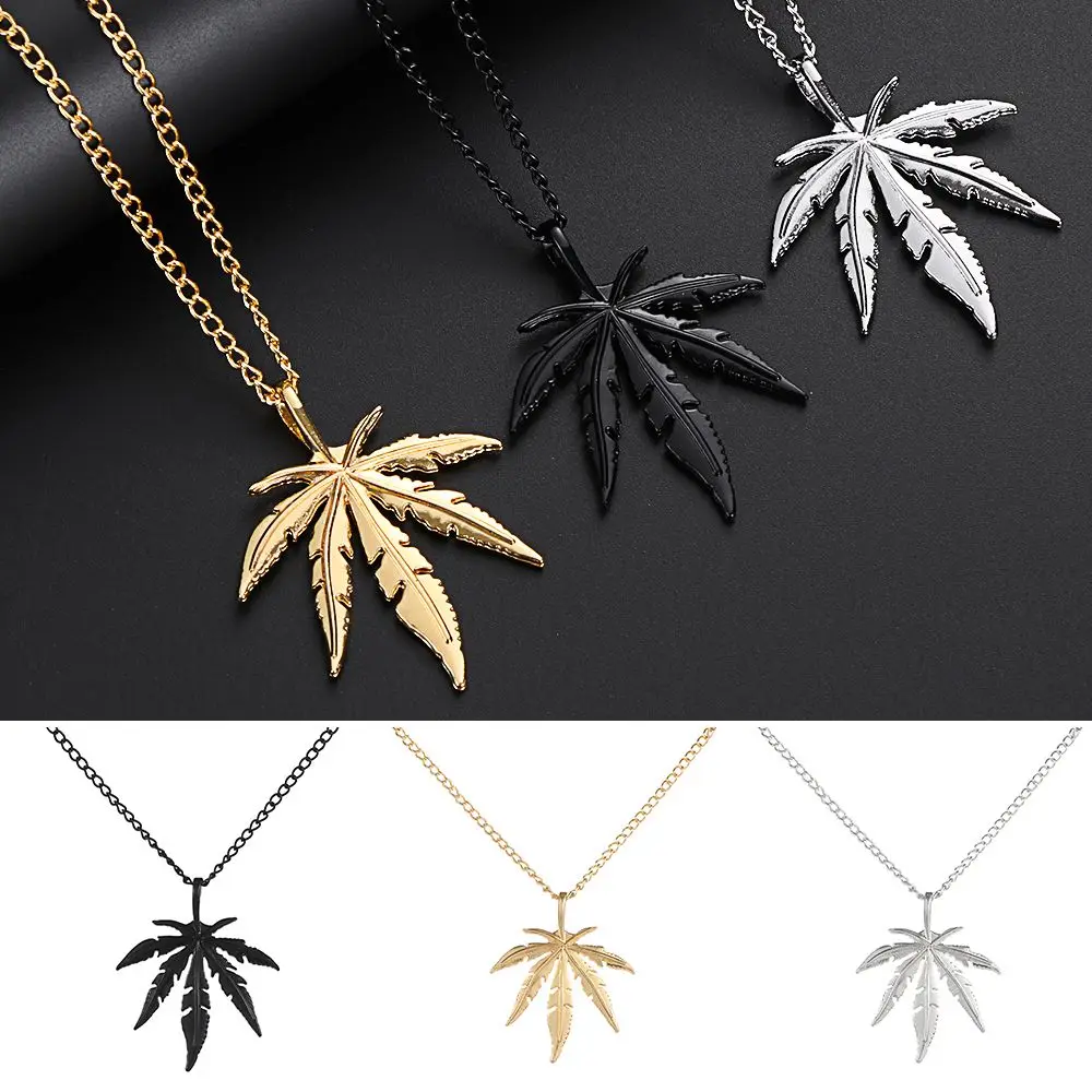 Gift Men Jewelry Vintage Rock Titanium Steel Punk Choker Maple Leaf  Hip Hop Leaf Pendant