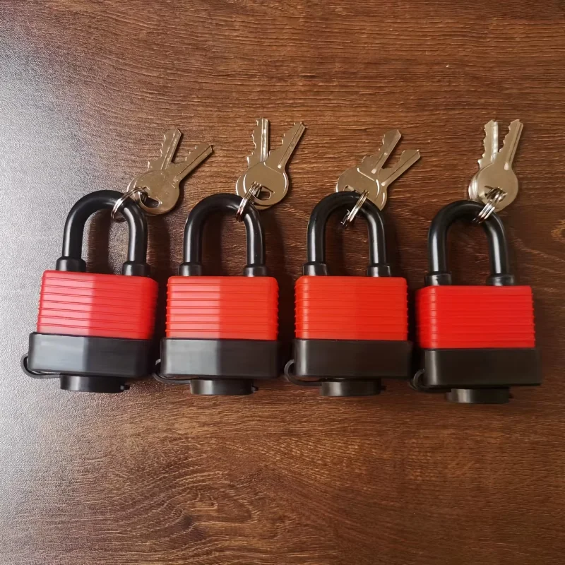 Waterproof Laminated Padlock with Keys, Long Shackle Outdoor Padlock, Anti Rust Safety Lock for Gate Shed Container