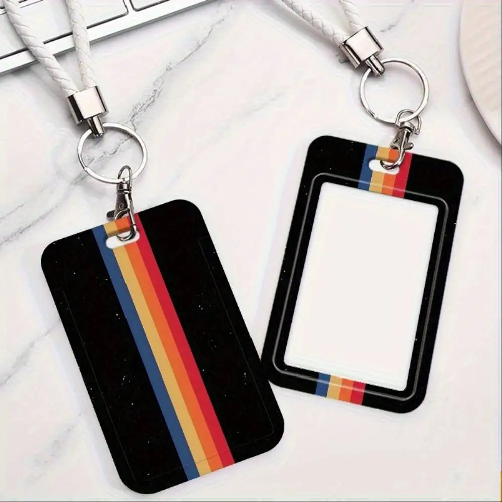 Color Stripes ID Card Holder Plastic Badge Case For Doctor Nurse Student Employee ID Bank Access Card Christmas Gift Men Women