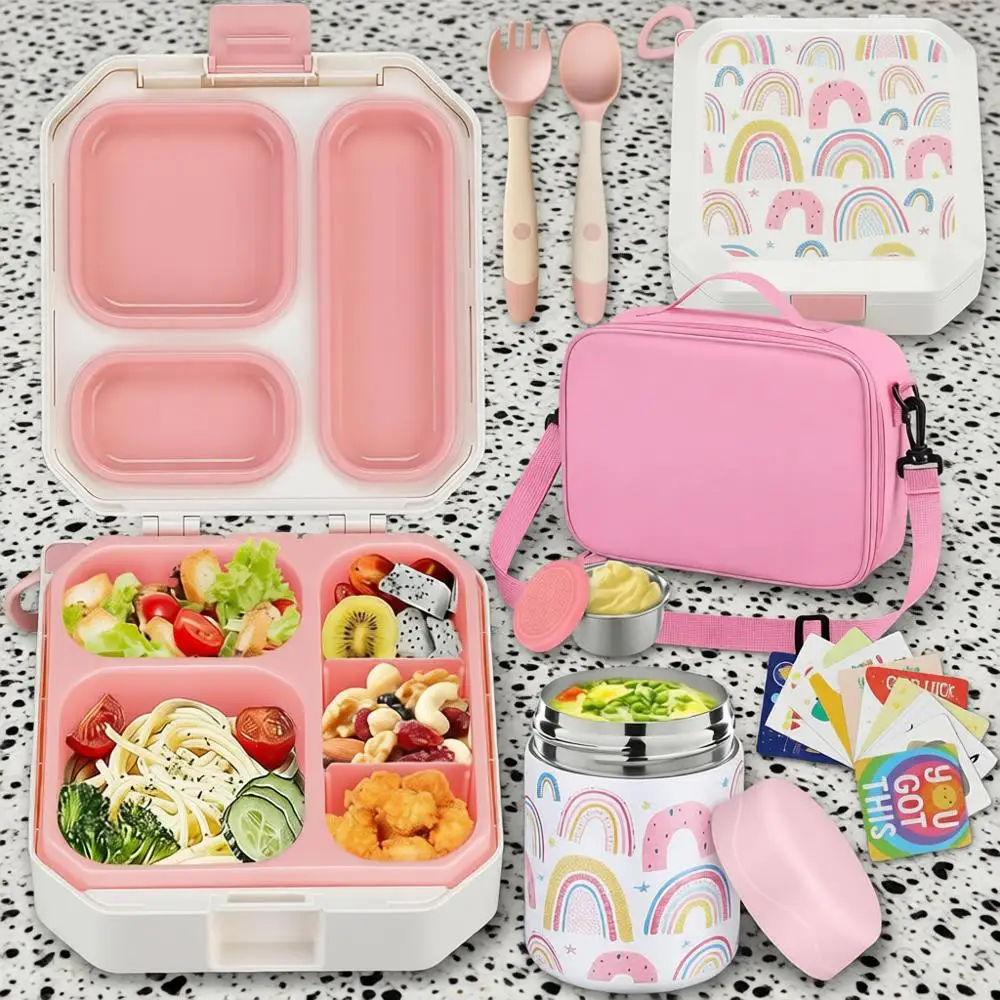 

Ланч-бокс с термосом для супа (12 унций) и контейнером для еды на 5 отделений для детей в школу