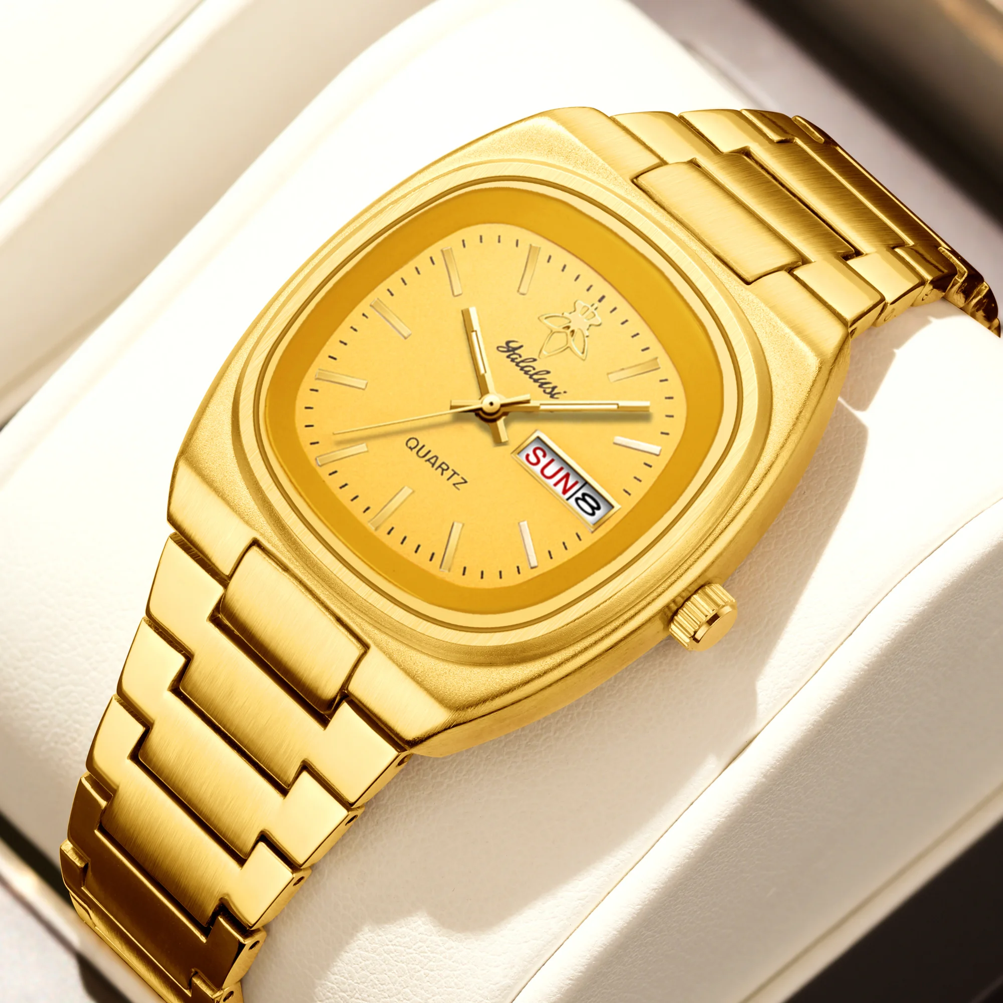 

YaLaLuSi Authentic Women's Quartz Watch Hot Brand Dual Calendar Function Gold Case Gold Face Comes with a Gift Box