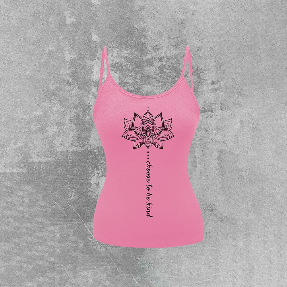 Print T-shirt sling Vest Casual Breathable Micro Elastic Fabric Sleeveless Strap Top Summer for Women