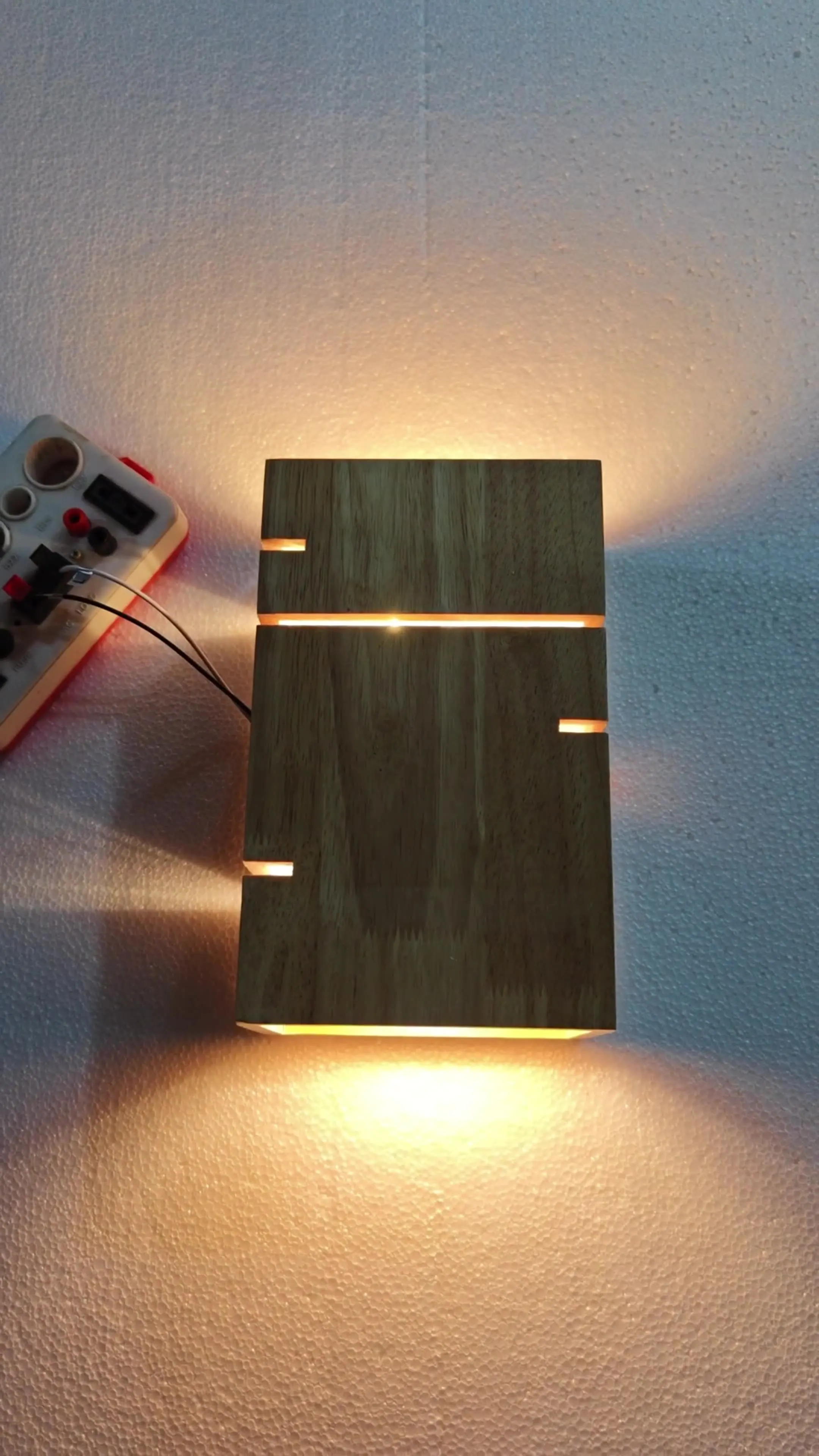 الإبداعية وحدة إضاءة LED جداريّة مصباح خشبي الفن صندوق مربع سجل مصباح السرير مصباح غرفة النوم الممر حائط الخلفية مصباح جو خشبي #4