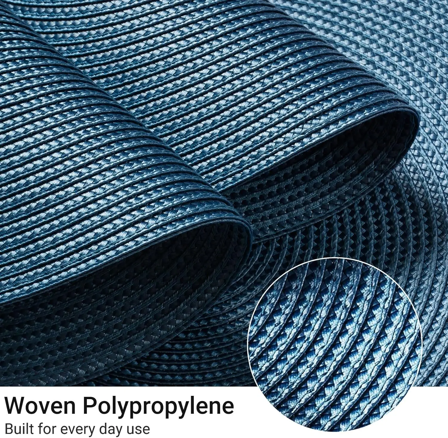 Round Braided Placemats Set of 6 Table Mats for Dining Tables Woven Washable Non-Slip Place mats 15 in(Blue,4/ 6/8/12pcs)