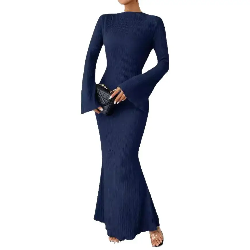 Faionable طويل Sve جولة Ne Bodycon Dr الخريف الشتاء جديد Sle Ele المرأة الدكتور مستقيم قطع تنورة Ci المشي