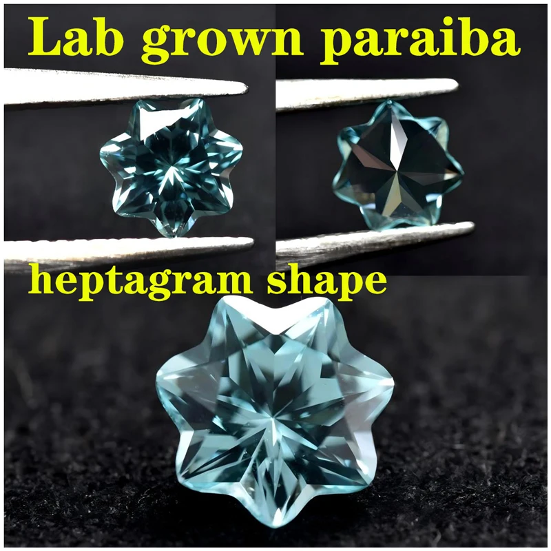 Paraiba Heptagram-Form, im Labor gezüchteter Edelstein VVS1 mit Zertifikat für DIY-Schmuckherstellungsmaterialien, Großhandel, natürliche Farbe – Detail 4