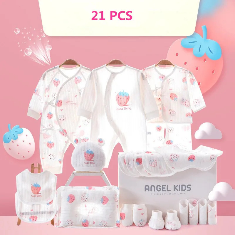 24/26pieces/lot Newborn Baby Clothes Sets For Baby Girls 100% Cotton Infant Summer Clothes Outfits Baby Rompers Hat Bibs