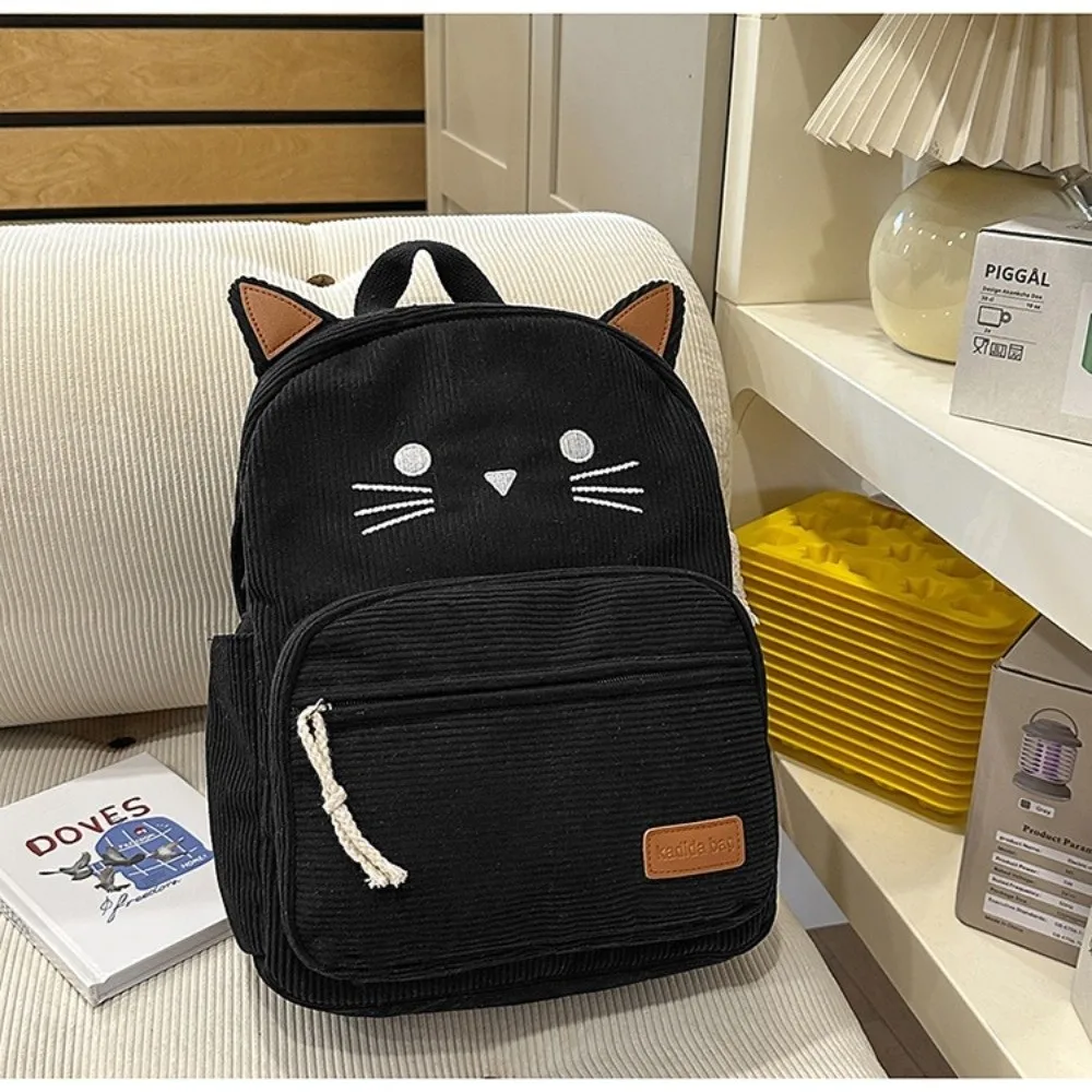 Ergonomic Strap Cartoon Cat Backpack Cartoon Cat Lightweight Student Schoolbag Large Capacity Soft Laptop Daypack For Students